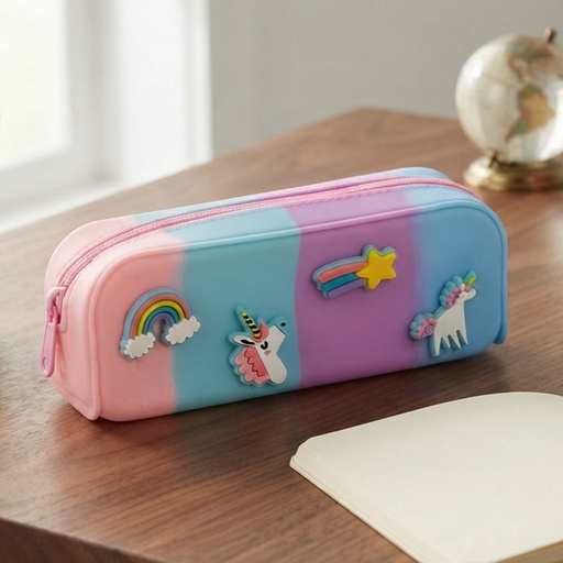 [00021938] PENCIL CASE SILICONE UNICORN MAGIC WITH CHARMS