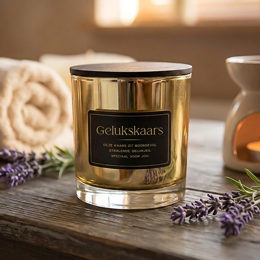 [00131006] BIG CANDLE - GOUD - GELUKSKAARS (36907)