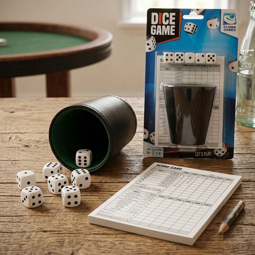 [00090032] CLOWN GAMES DICE SET + SCORE BLOCK