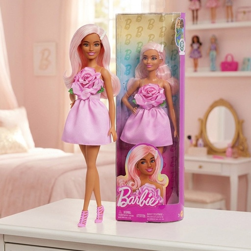 [00040081] BARBIE FASHIONISTAS FLOWERDRESS PINK