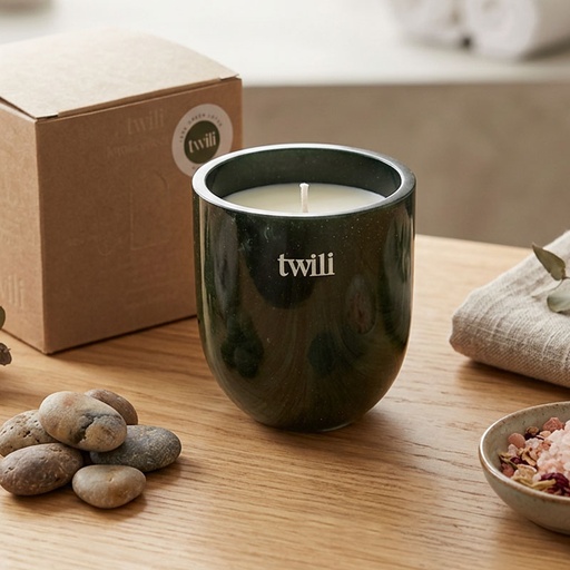 [80100057] TWILI INDOOR SCENTED CANDLE LOTUS COLL. DARKGREEN S 9cm/200gr