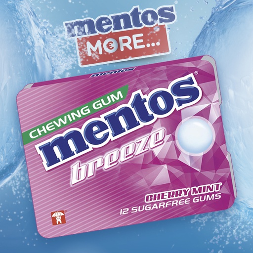 [C0904021] MENTOS GUM BLISTER CHERRY MINT 12x18g
