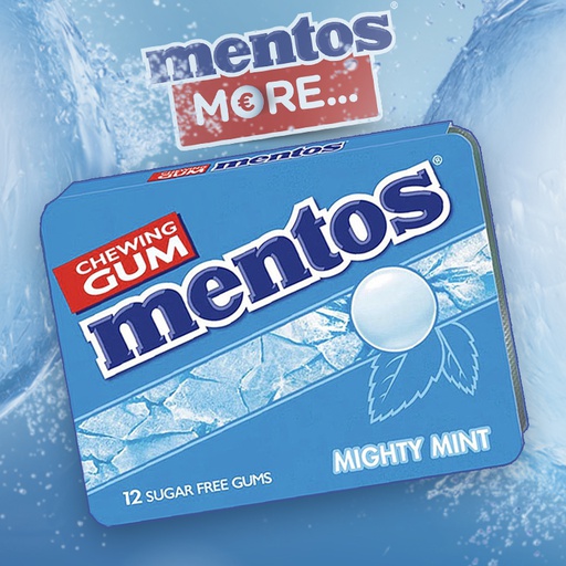[C0904023] MENTOS GUM BLISTER MIGHTY MINT 12x18g