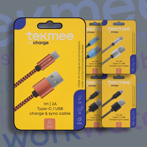 [40430085] TEKMEE 1M USB-C NYLON BRAIDED