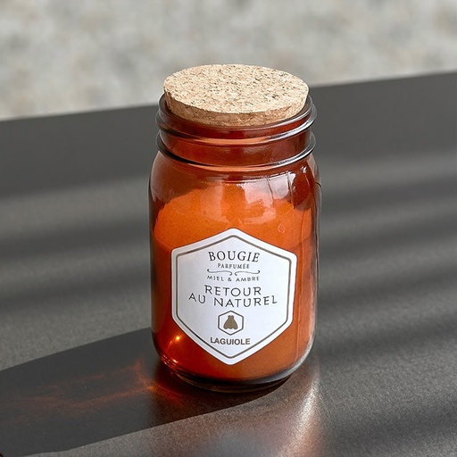 [40269812] LAGUIOLE CANDLE CORK MIEL&AMBRE 240g