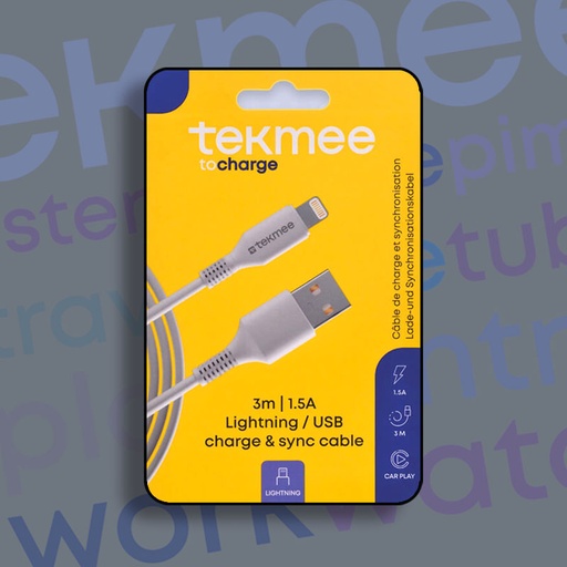 [40430075] TEKMEE 3M USB TO LIGHTNING ROUND