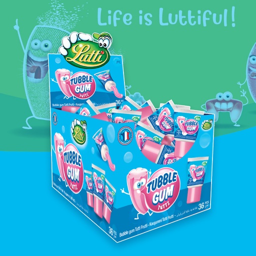 [C0101012] LUTTI TUBBLE GUM TUTTI FRUTTI 36pcs