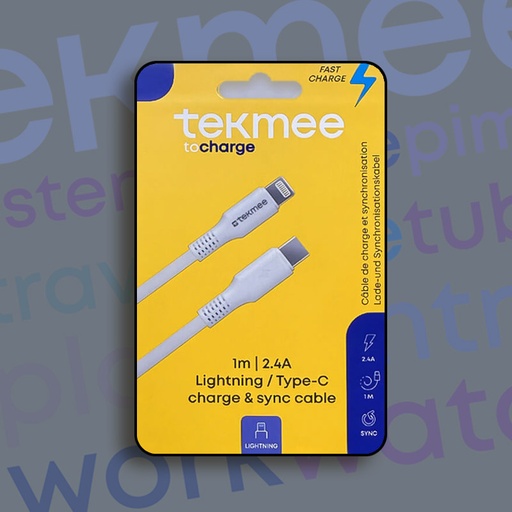 [40430172] TEKMEE 1M FAST CHARGE USB-C TO LIGHTNING