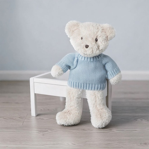 [00200132] TEDDY BEAR BEIGE WITH SWEATER 28CM