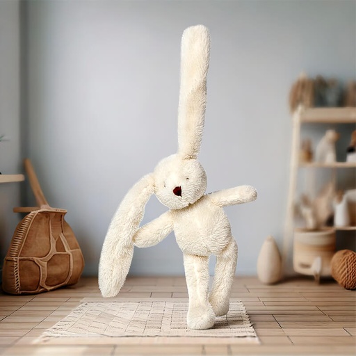 [00200140] BUNNY WITH RATTLE WHITE 23CM