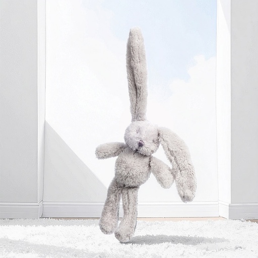 [00200141] BUNNY WITH RATTLE GREY 23CM