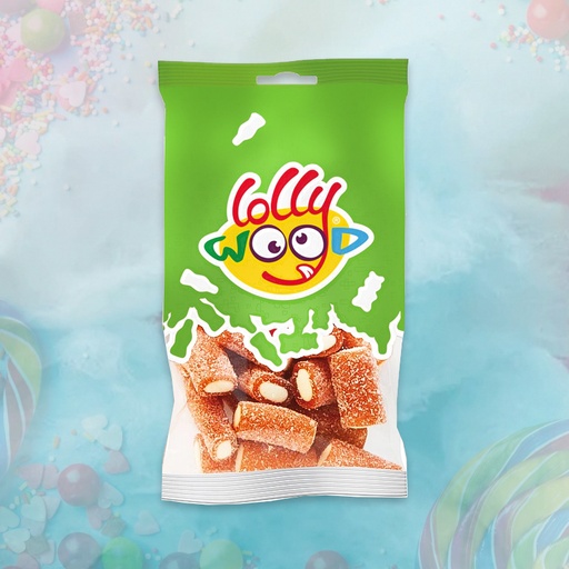 [C1201018] LOLLYWOOD MINI SOUR STRAWBERRY STICKS 24 x 60g