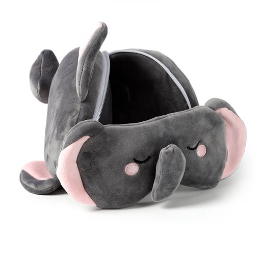 [00020916] RELAXEAZZZ 2 IN 1 TRAVEL PILLOW & SLEEPING MASK ADORAMALS JANU THE ELEPHANT
