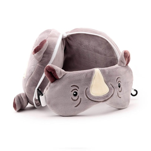 [00020920] RELAXEAZZZ 2 IN 1 TRAVEL PILLOW & SLEEPING MASK RHINO