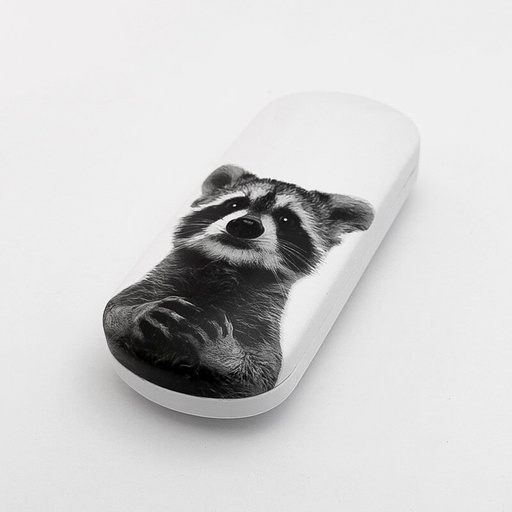 [81001002] GLASSES CASE RACCOON BLACK & WHITE