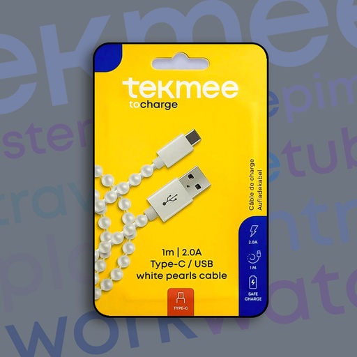 [40430309] TEKMEE 1M USB TYPE-C WHITE PEARLS CABLE