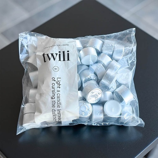 [80100062] TWILI UNSCENTED TEA LIGHTS 8 HOURS 50pcs