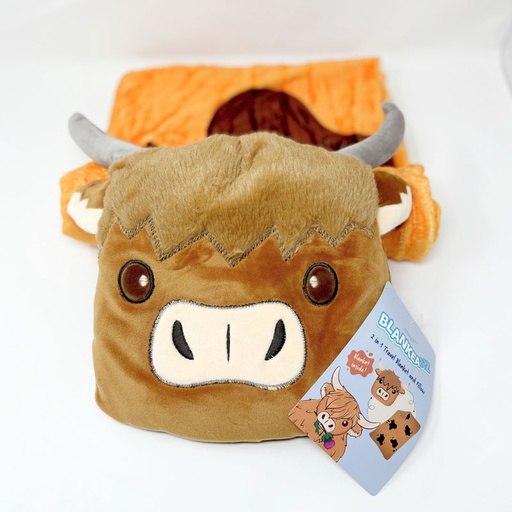 [00020960] BLANKEAZZZ 2 IN 1 PLUSH & BLANKET HIGHLAND COW