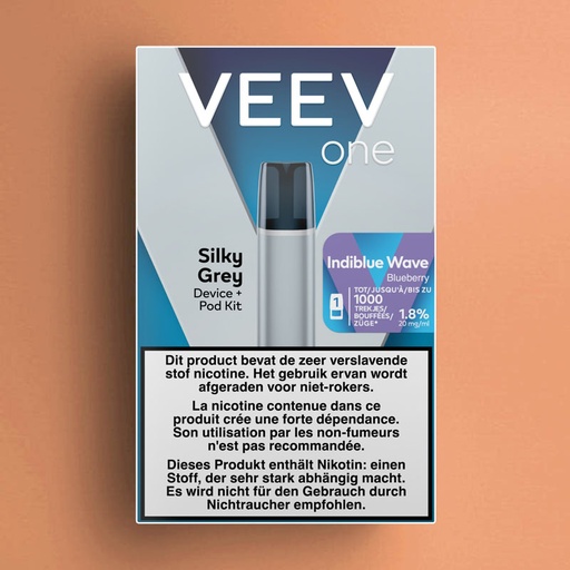 [00002844] VEEV ONE KIT SILKY GREY DEVICE + INDIBLUE WAVE BLUEBERRY POD 20MG