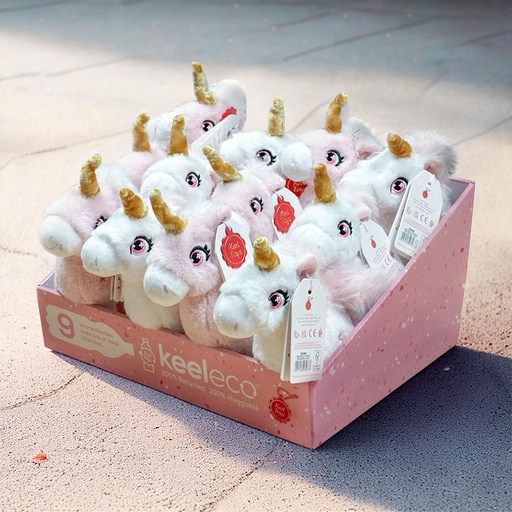 [00020539] KEELECO PINK UNICORNS 16CM COUNTER DISPLAY 12pcs