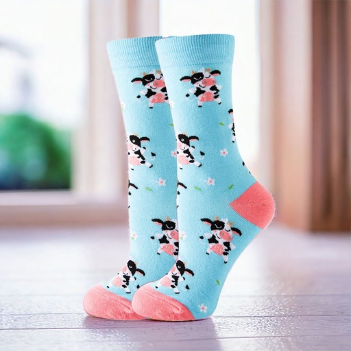 [00030245] COZY NOXXIEZ SOXXIEZ COWS BLUE 38-45 6pcs