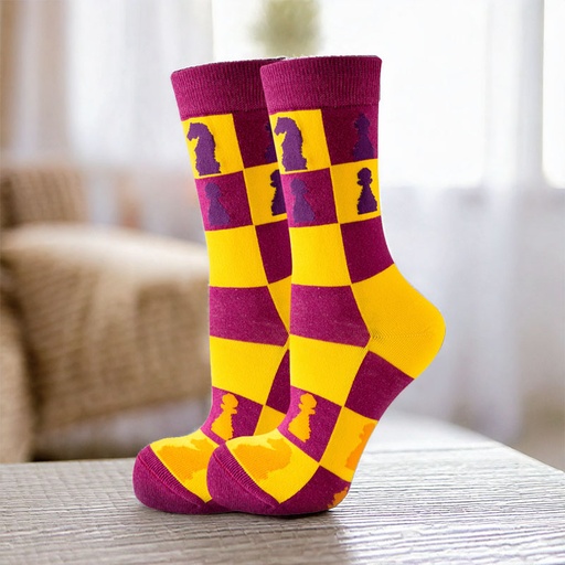 [00030246] COZY NOXXIEZ SOXXIEZ CHESS PURPLE 38-45 6pcs