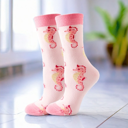 [00030249] COZY NOXXIEZ SOXXIEZ SEA HORSE PINK 38-45 6pcs
