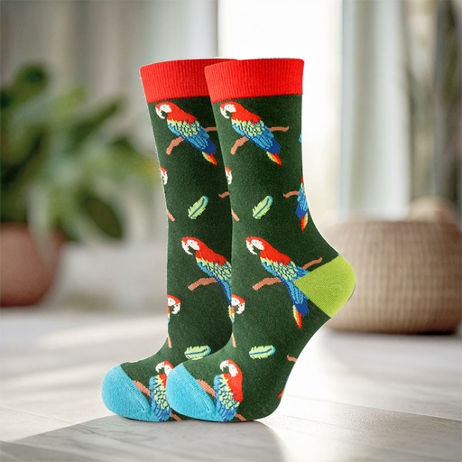 [00030196] COZY NOXXIEZ SOXXIEZ PARROT GREEN 38-45 6pcs