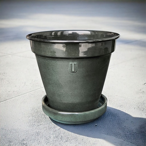 [80200151] UPCYCLE CONICAL FLOWERPOT GREY 18,5CM + SAUCER /3