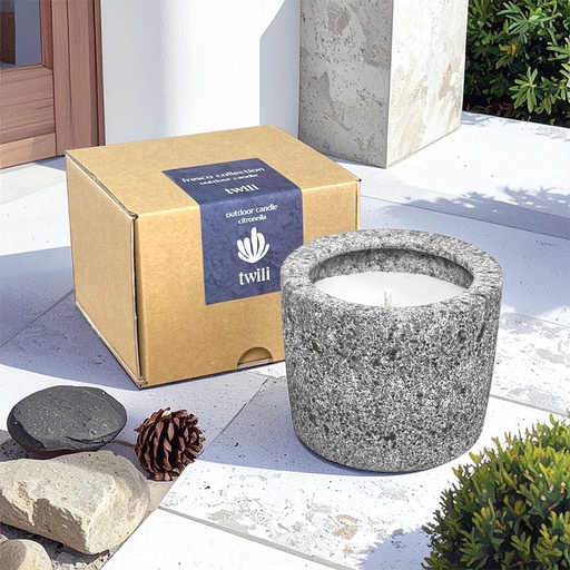 [80100120] TWILI OUTDOOR CITRONELLA CANDLE FRESCO ASH GREY MEDIUM