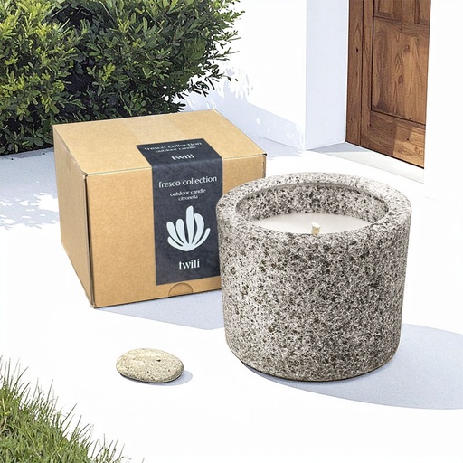 [80100125] TWILI OUTDOOR CITRONELLA CANDLE FRESCO ASH GREY LARGE