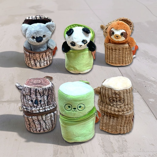 [00020768] ANIMALS IN TREE TRUNK 15cm 4ASS