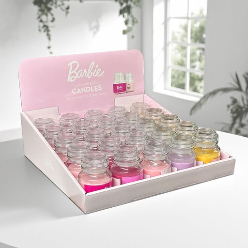 [80101000] BARBIE "FABULOUS DREAMS" SCENTED CANDLES 110g DISPLAY 25pcs